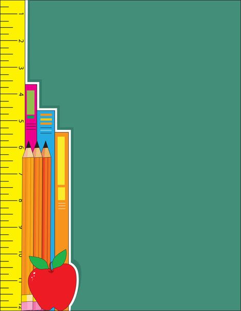Ruler Pencils Books - Vector, Image