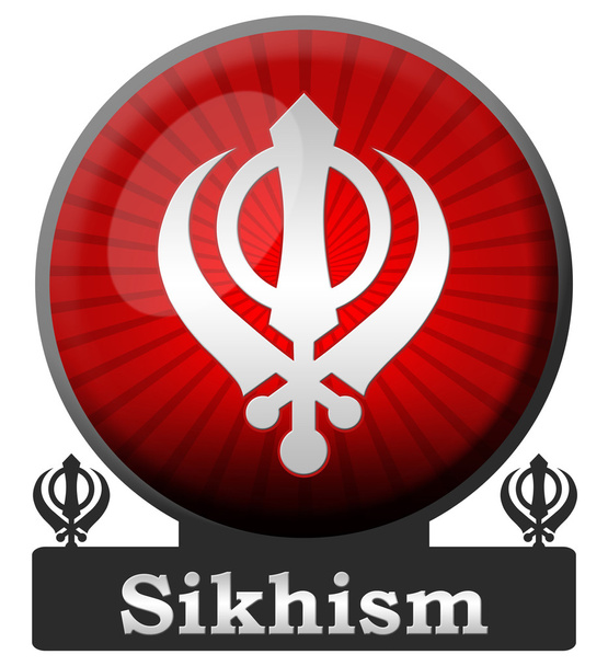 Sikh Symbol Red Burst Circle - Photo, Image