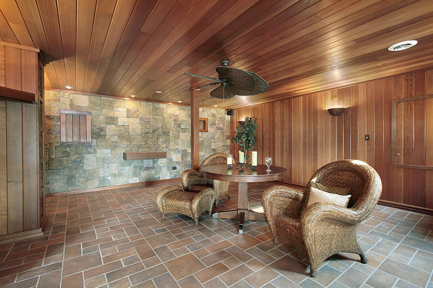 Basement with stone and wood walls - Photo, Image