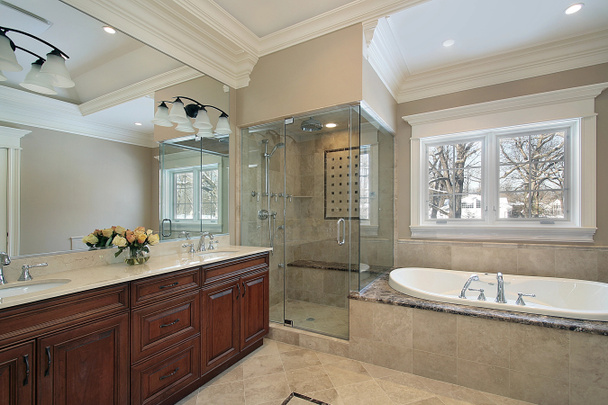 Hlavní koupelna s prosklený sprchový kout - Fotografie, Obrázek