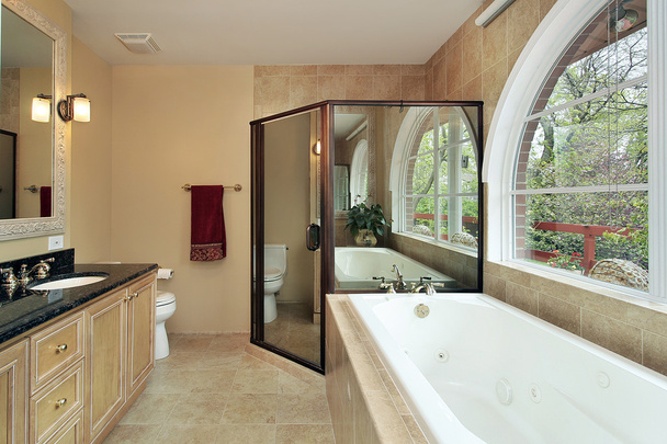 Главная ванная с арочным окном
 - Фото, изображение
