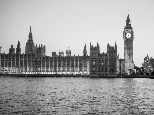 Black and white Houses of Parliament in London - Photo, Image