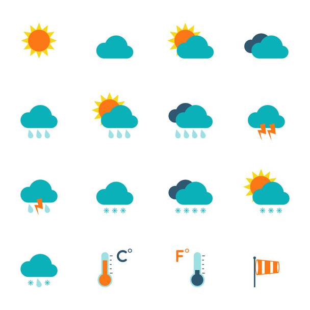 Weather Icons Flat - Vektör, Görsel