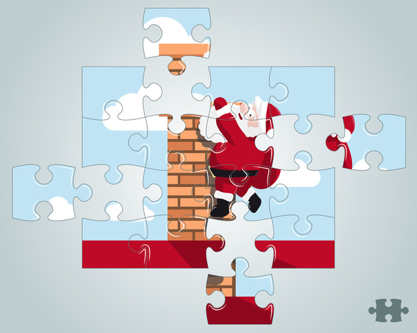 Puzzle Santa lóg a kémény - Vektor, kép