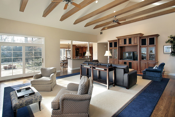 Family room with wood beams - Photo, Image