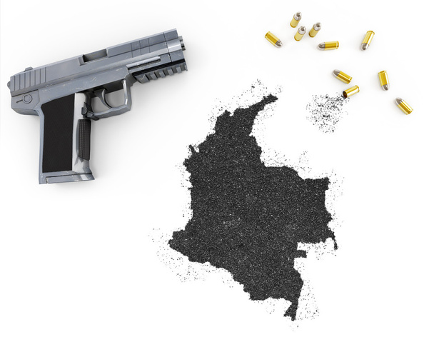 Gunpowder forming the shape of Colombia .(series) - Photo, Image
