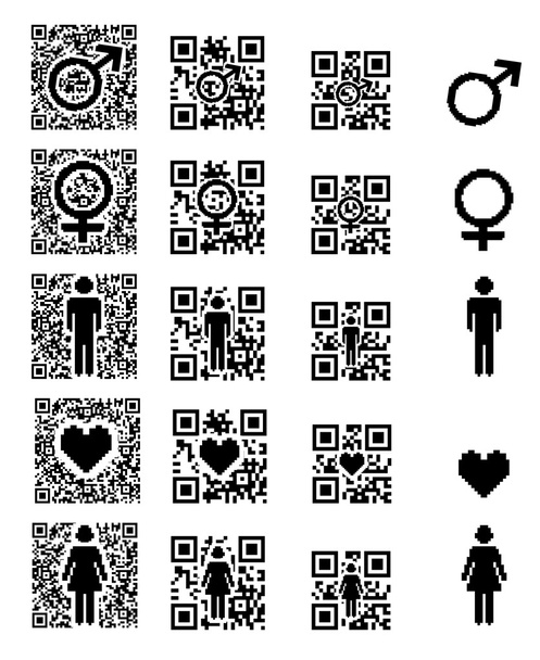 QR-код значок чоловік, жінка і серце
 - Вектор, зображення