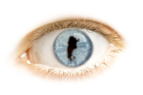 Close-up of an eye with the pupil in the shape of Argentina.(ser - Фото, зображення