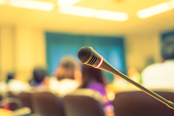 Black microphone in conference room - Photo, Image