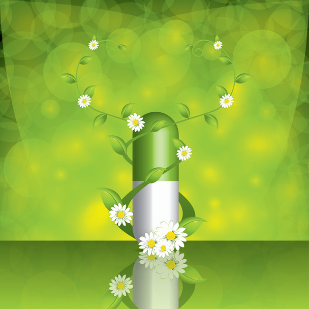 Green alternative pill - Vector, Image