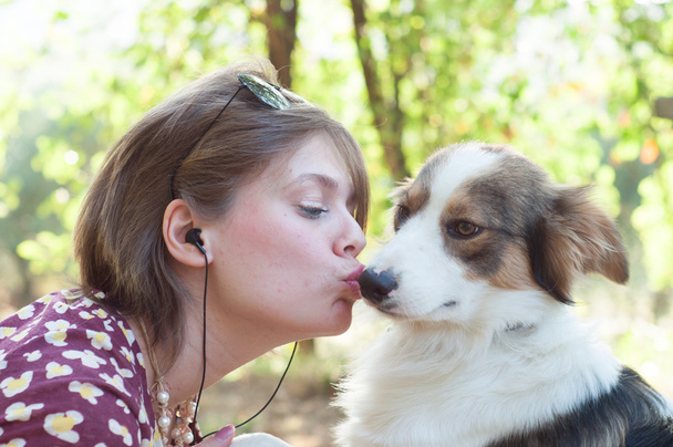 girl and pet dog - Photo, Image