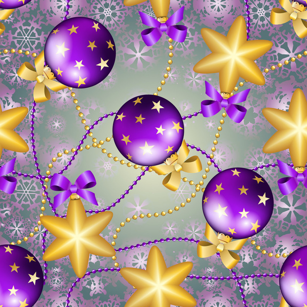 Christmas balls and stars pattern - Вектор, зображення