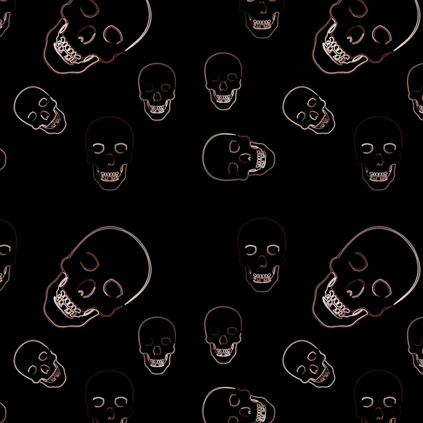 Image illustration fire skull on black background - Vector, Image