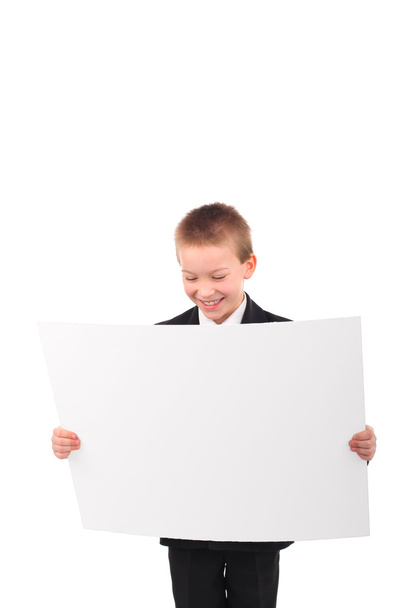Boy with blank paper - Foto, Imagen