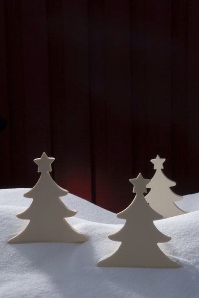 Three White Christmas Trees, Snow, Copy Space - Φωτογραφία, εικόνα