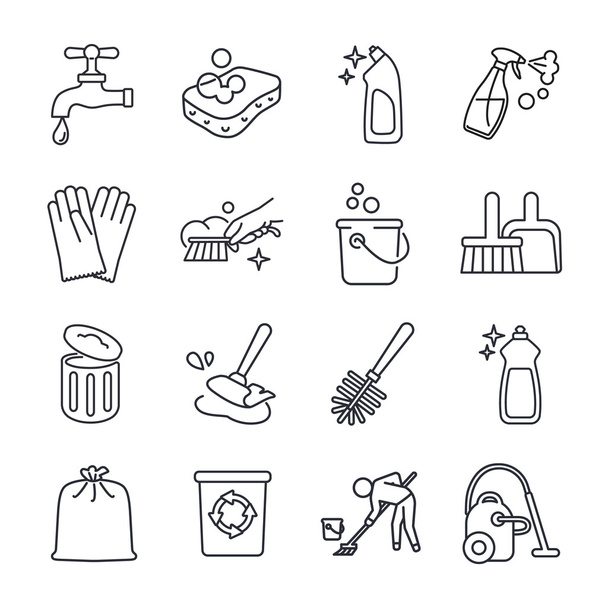Cleaning outlines vector icons - Vector, Image