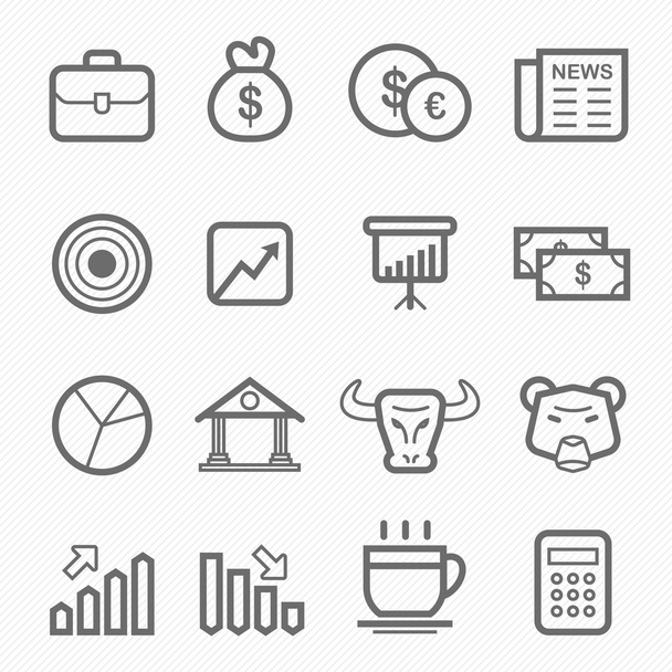 Aktien- und Marktsymbol-Zeilensymbol auf weißem Hintergrund Vektor-Illustration - Vektor, Bild