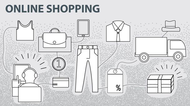 E-commerce online shopping, user process payment and delievery p - Vector, imagen