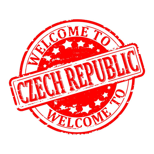 Sello rayado bienvenido en la República Checa
 - Foto, imagen