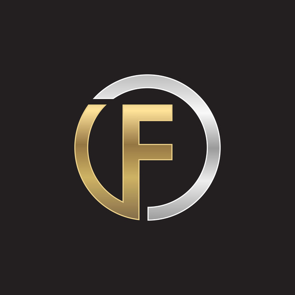 F 初期円会社や Fo のロゴ黒背景 - ベクター画像