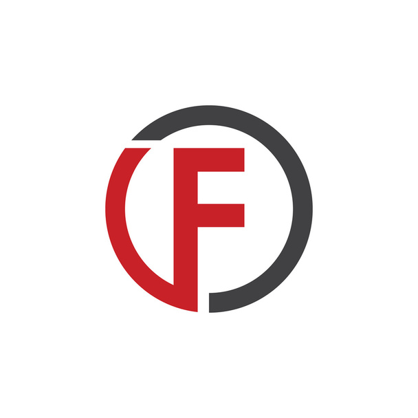 F ilk daire şirket veya logosu Fo, kırmızı - Vektör, Görsel