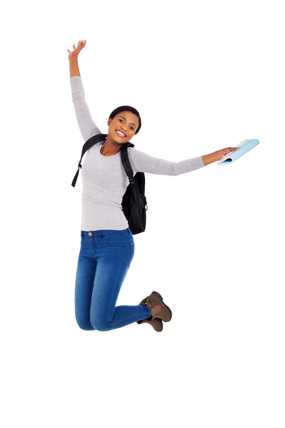 african university student jumping - Photo, Image