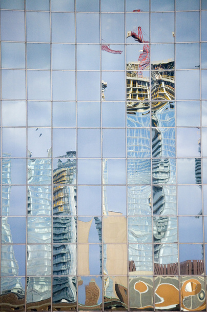 Close up of modern skyscraper / abstract building background - Zdjęcie, obraz