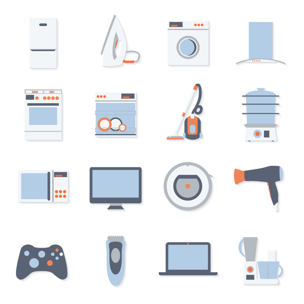 Flat design set icons of home appliances. - Vektori, kuva
