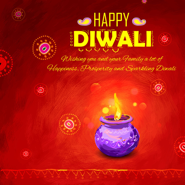 Feliz Diwali fondo coloful acuarela diya
 - Vector, Imagen