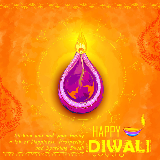 glücklich Diwali Hintergrund bunte Aquarell Diya - Vektor, Bild