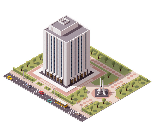 Icône vectorielle isométrique de l'immeuble de bureaux
 - Vecteur, image