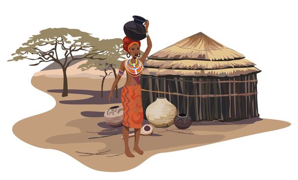 Pueblo africano
 - Vector, imagen