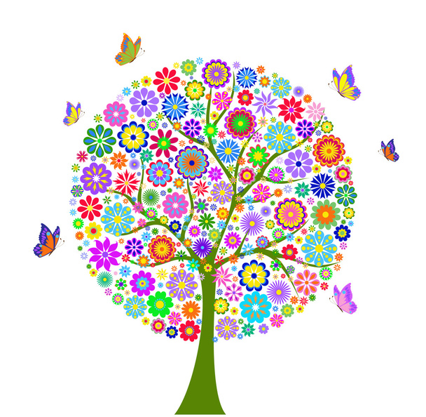 barevný květ strom izolovaných na bílém pozadí - ベクター画像