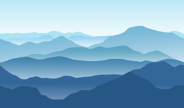 Blue seamless mountains in the fog. Vector illustration - Vetor, Imagem