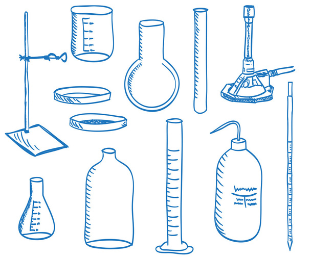 Science laboratory equipment - doodle style - Vektor, obrázek