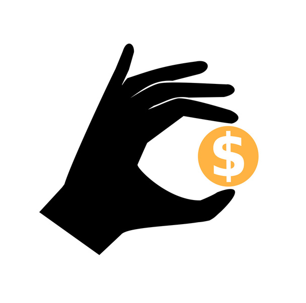 Hand with coin - Vector, Image