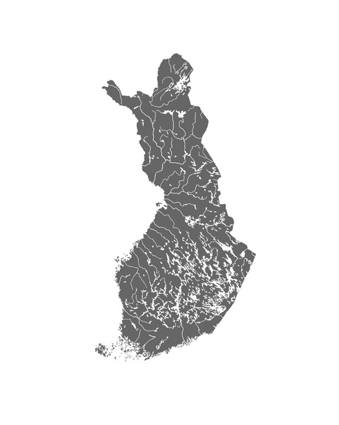 Χάρτης της Φινλανδίας με λίμνες και ποτάμια. - Διάνυσμα, εικόνα
