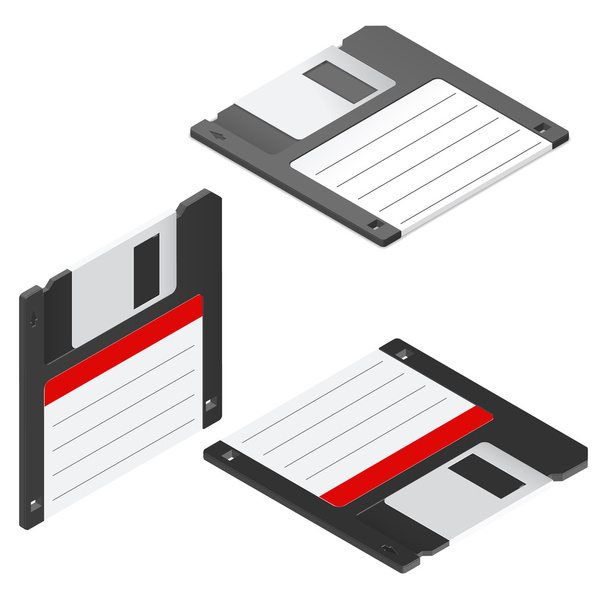 Isometrisches Icon-Set für Disketten - Vektor, Bild
