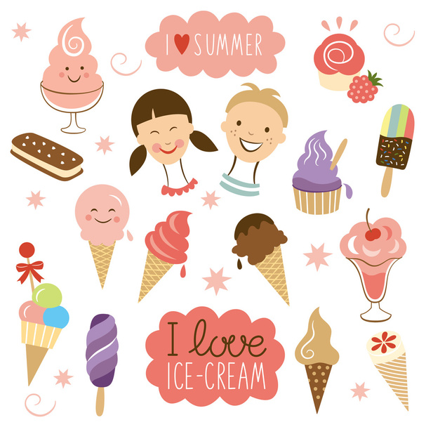 I love ice-cream, i love summer illustration - Вектор, зображення