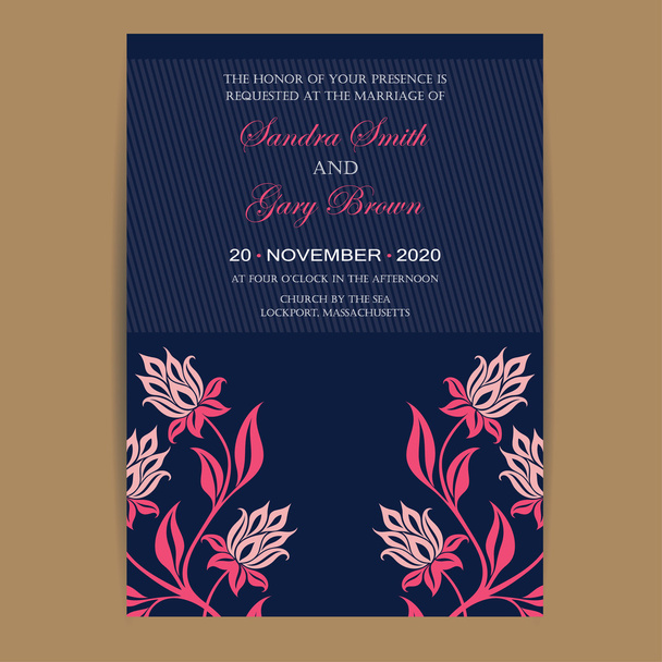 Marine und Korallen Hochzeitseinladungskarte - Vektor, Bild