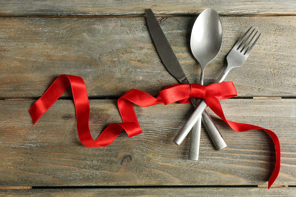 Cutlery tied with ribbon - Photo, Image