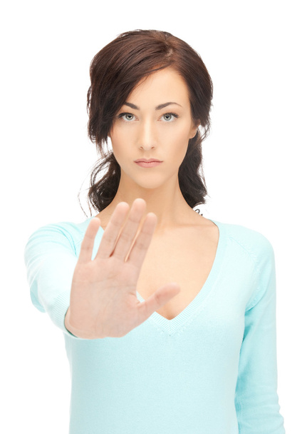 Woman making stop gesture - Zdjęcie, obraz
