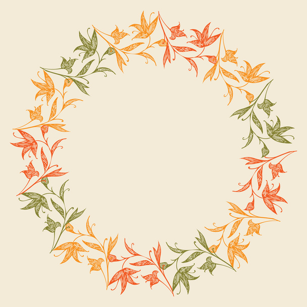 Round Autumn frame - Vector, Image
