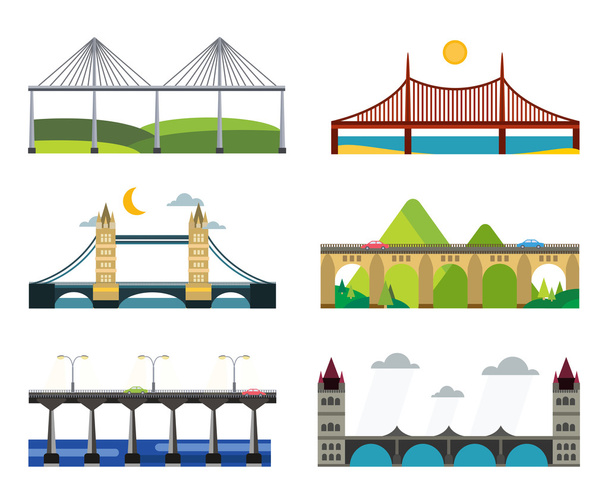 Puente silueta vector ilustración conjunto
 - Vector, imagen