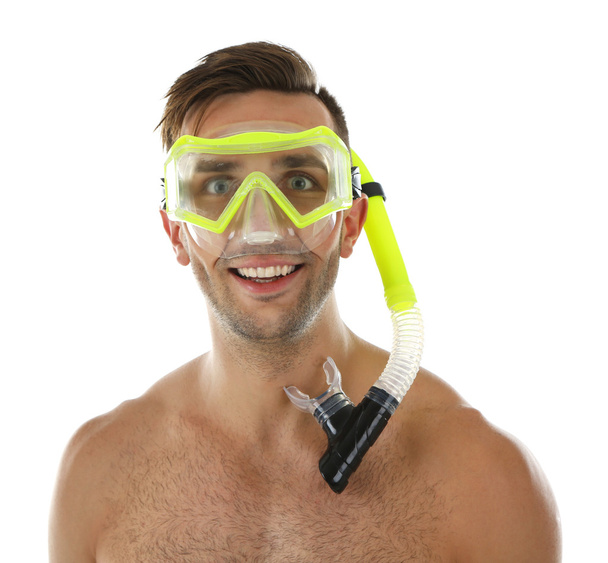 man with swimming mask or goggles - Fotó, kép