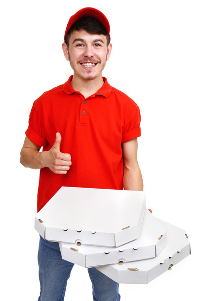 Delivery boy with pizza  - Foto, afbeelding