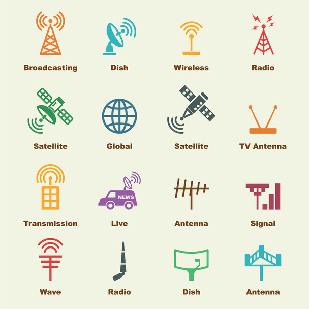 elementów anteny i satelitarnej - Wektor, obraz