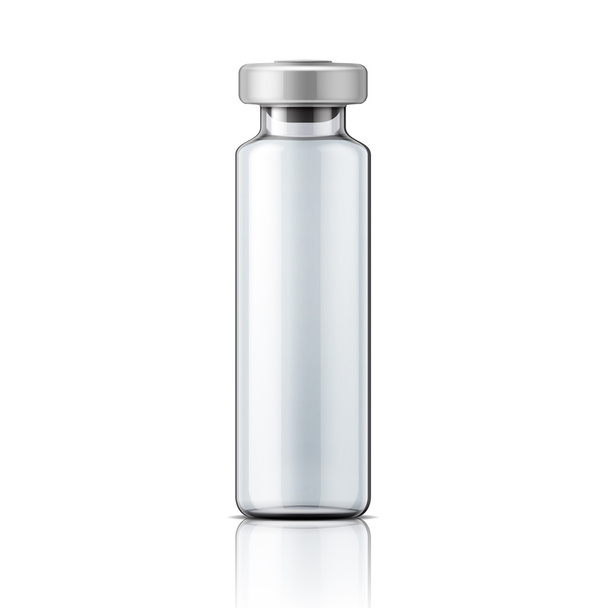 Glas medische ampul met aluminium dop. - Vector, afbeelding