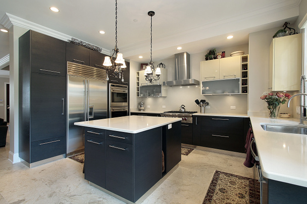Kitchen with black cabinets - Photo, Image