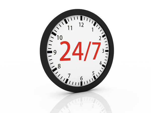 Un orologio con i numeri 24 e 7 al centro, concetto di full a
 - Foto, immagini